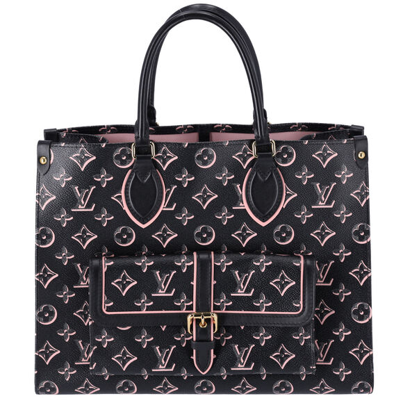 Louis Vuitton Handbags - Louis Vuitton Onthego MM Monogram Tote Bag M46154 Noir Monogram Watercolor Pink